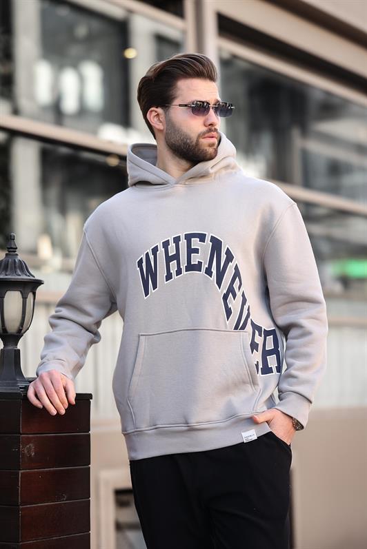 MDX Men's Hooded Sweatshirt with Printed Pocket Detail in Gray E7065 - Rainham