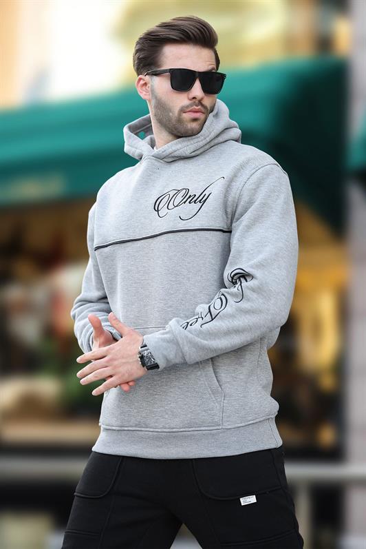 MDX Grimelanj Hooded Striped Detail Printed Men's Sweatshirt 7091 - Saint-Herblain