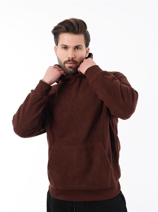 MDX Painful Brown Hooded Pocket Detailed Polar Men's Sweatshirt 7093 - Steinfurt