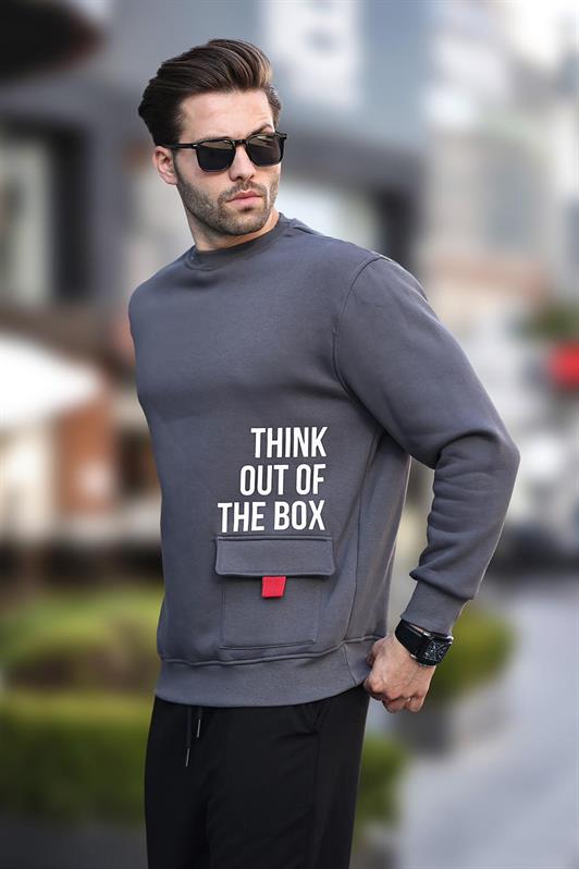 MDX Smoke Bicycle Neck Shawl Pocket Detailed Printed Men's Sweatshirt 7061 - Ocosingo