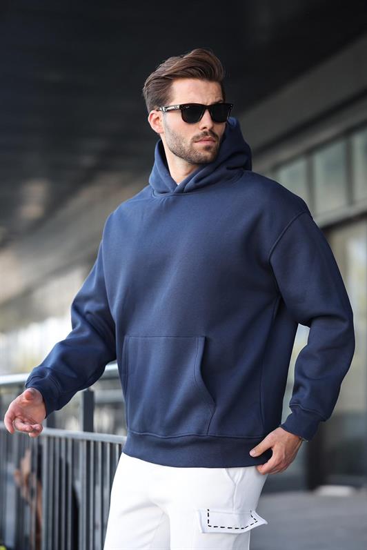 MDX Lacivert Kapüşonlu Kanguru Cep Erkek Sweatshirt E7169 - Sanford