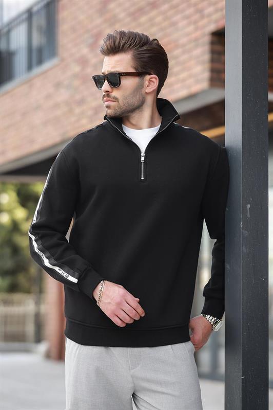 MDX Black Half Zip Fisherman Collar Men's Sweatshirt E7164 - Loreto