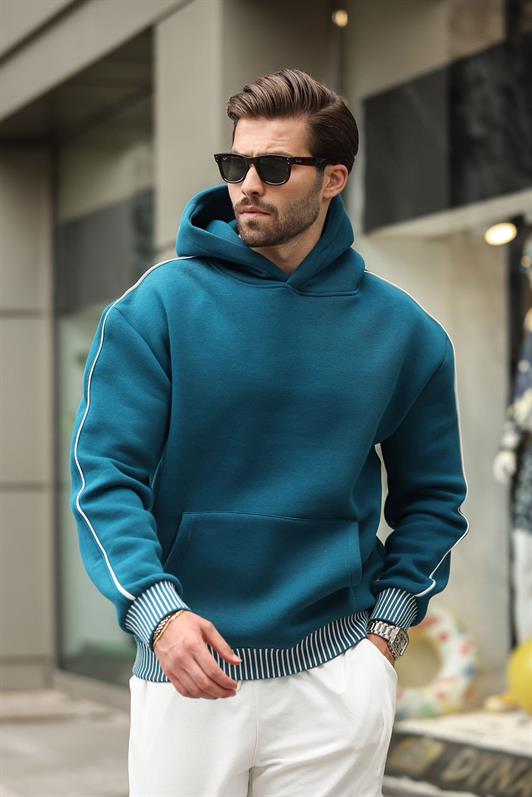 MDX Petrol Blue Hooded Kangaroo Pocket Men's Sweatshirt E7163 - Medford