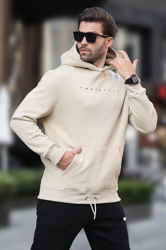 MDX Beige Hooded Printed Men's Sweatshirt 7077 - Memphis