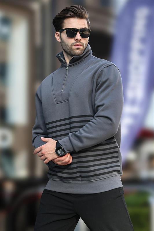 MDX Fume Zippered Striped Sweatshirt 7056 - Viterbo