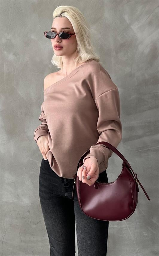 MDX Beige Boat Neck Basic Sweatshirt MG2228 - Novato