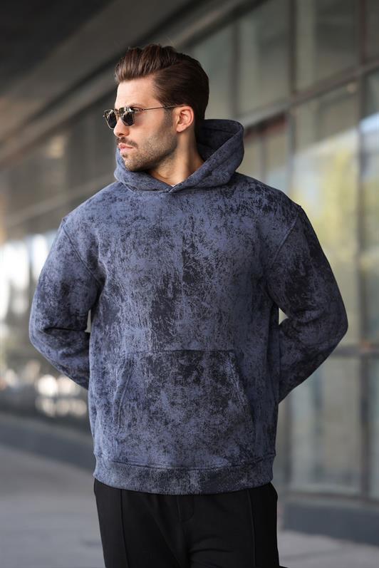 MDX Navy Patterned Hooded Men's Sweatshirt E7167 - Atascocita