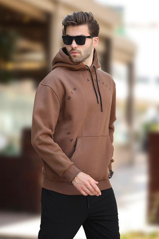 MDX Brown Hooded Pocket Detailed Embroidered Men's Sweatshirt 7054 - Pinellas Park