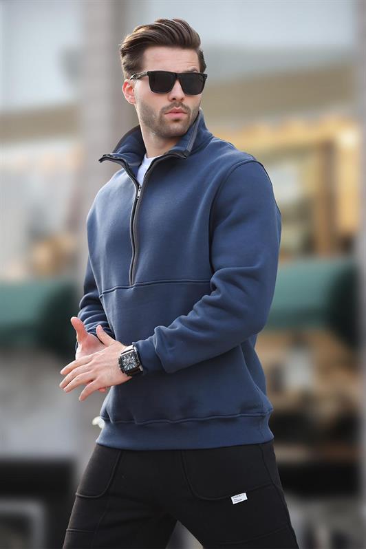 MDX Navy Blue High Neck Half Zip Sweatshirt 7079 - Evesham