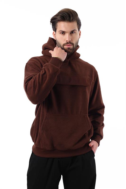 MDX Painful Brown Hooded Hooded Pocket Detailed Polar Men's Sweatshirt 7097 - Póvoa de Varzim