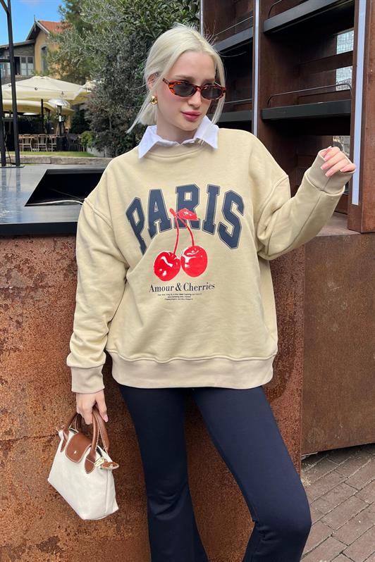 MDX Beige Bicycle Collar Basic Sweatshirt MG2233 - Temixco
