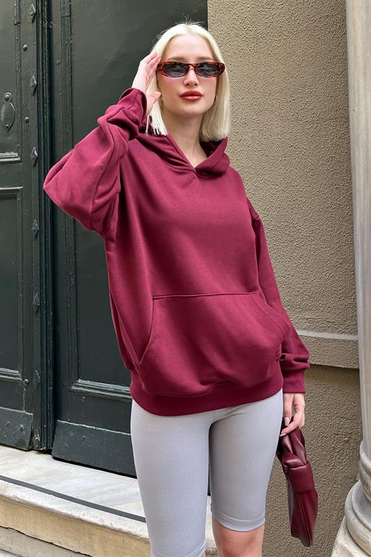 MDX Burgundy Oversized Pocket Sweatshirt MG2207 - Pavlohrad