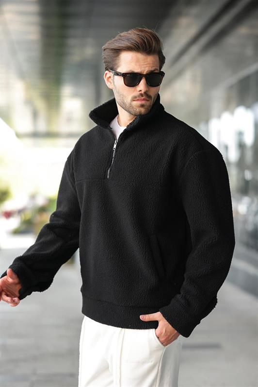 MDX Siyah Yarım Fermuarlı Dik Yaka Polar Sweatshirt E7165 - Citrus Heights