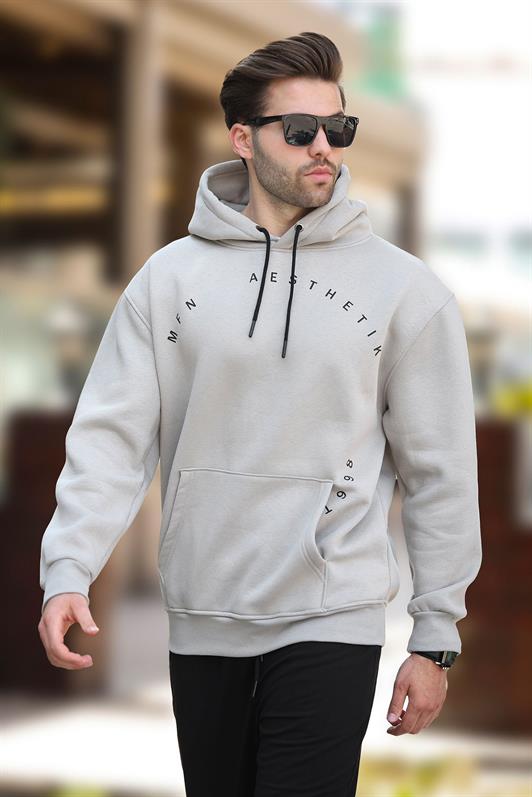 MDX Men's Sweatshirt with Hood, Pocket Detail, and Embroidery in Gray 7054 - Fort Myers