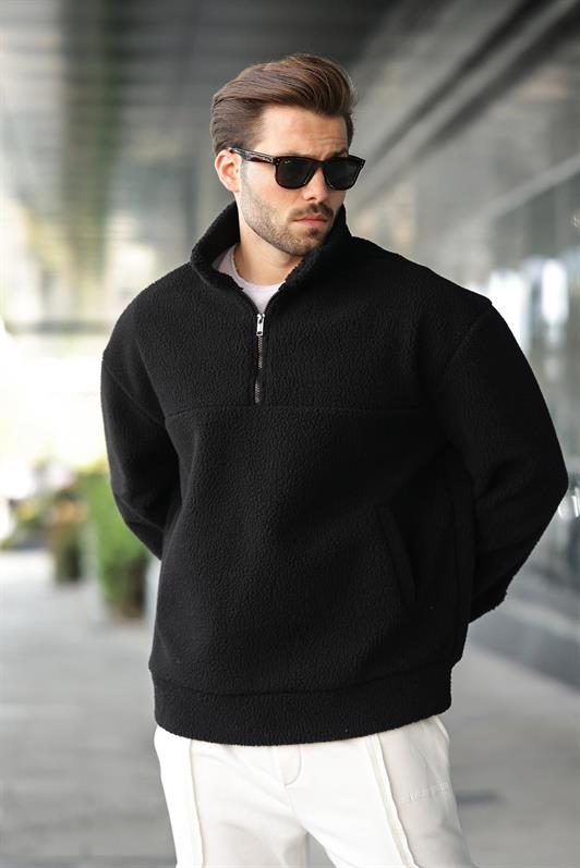 MDX Siyah Yarım Fermuarlı Dik Yaka Polar Sweatshirt E7165 - Citrus Heights