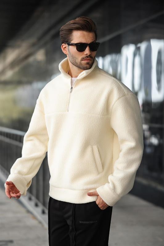 MDX Ekru Yarım Fermuarlı Dik Yaka Polar Sweatshirt E7165 - Leganés