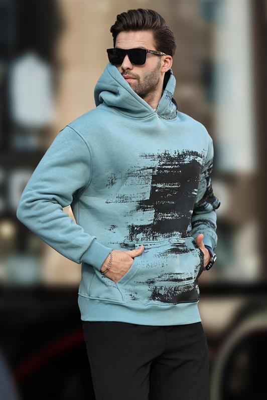 MDX Blue Hooded Patterned Pocket Detail Men's Sweatshirt 7059 - Azusa