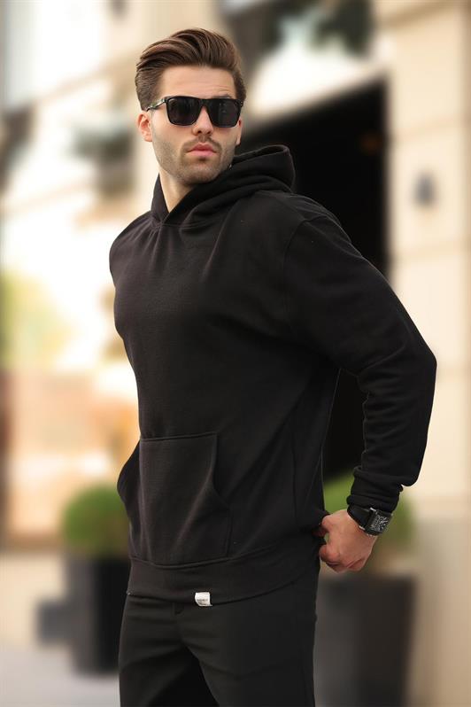 MDX Black Hooded Sweatshirt with Pocket Detail 7095 - Apaseo el Alto