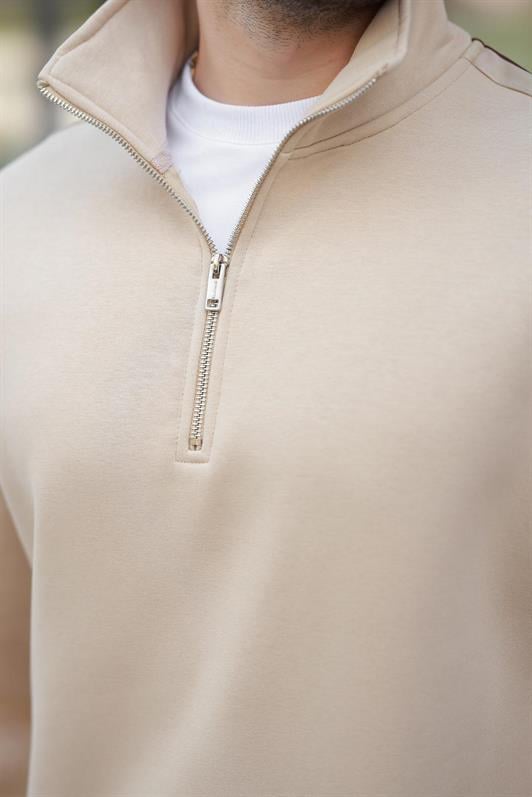 MDX Beige Half Zip Fisherman Collar Men's Sweatshirt E7164 - Etterbeek