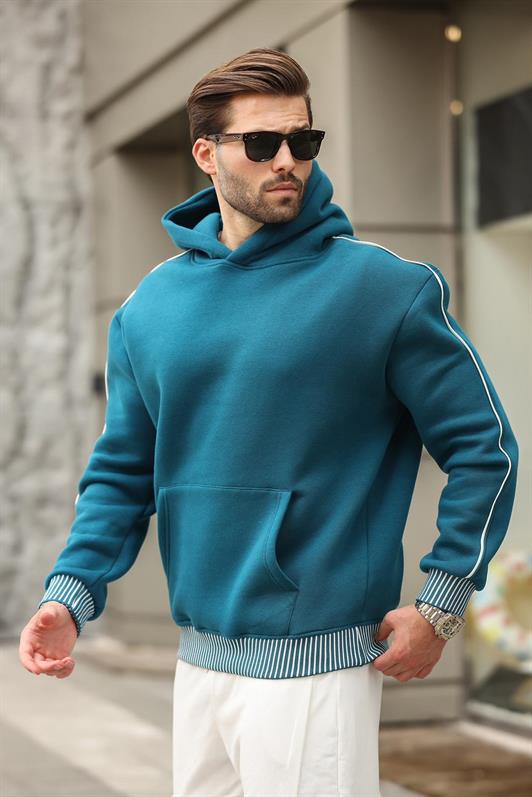 MDX Petrol Blue Hooded Kangaroo Pocket Men's Sweatshirt E7163 - Medford