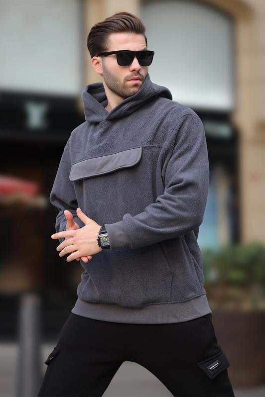 MDX Smoke Hooded Covered Pocket Detailed Polar Men's Sweatshirt 7097 - Brescia