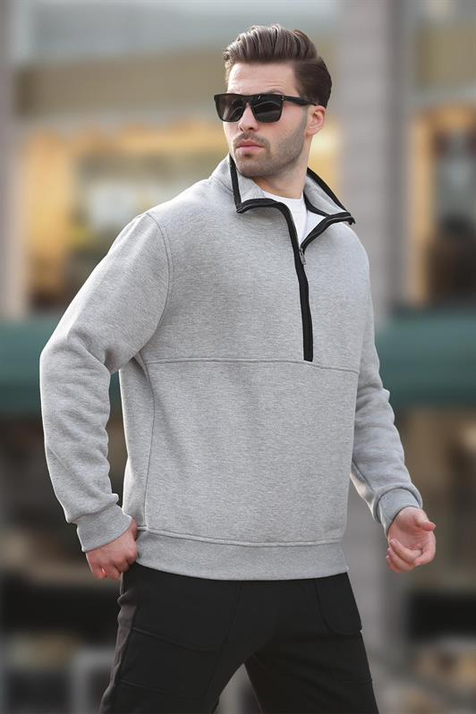 MDX Gray Turtleneck Half-Zip Sweatshirt 7079 - Franconville
