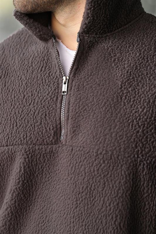 MDX Füme Yarım Fermuarlı Dik Yaka Polar Sweatshirt E7165 - Sanlúcar de Barrameda