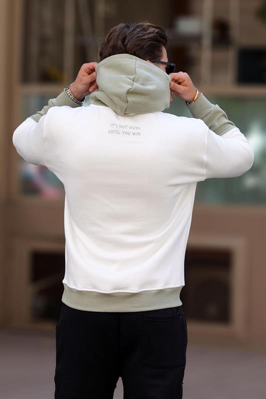 MDX Ecru Hooded Printed Pocket Detail Men's Sweatshirt 7083 - Perinton