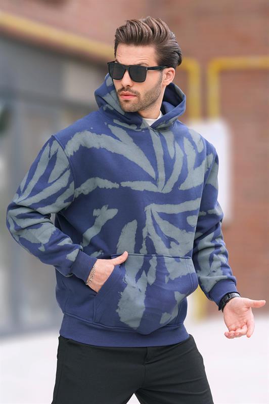 MDX Navy Hooded Pocket Detailed Printed Men's Sweatshirt 7087 - Rotherham
