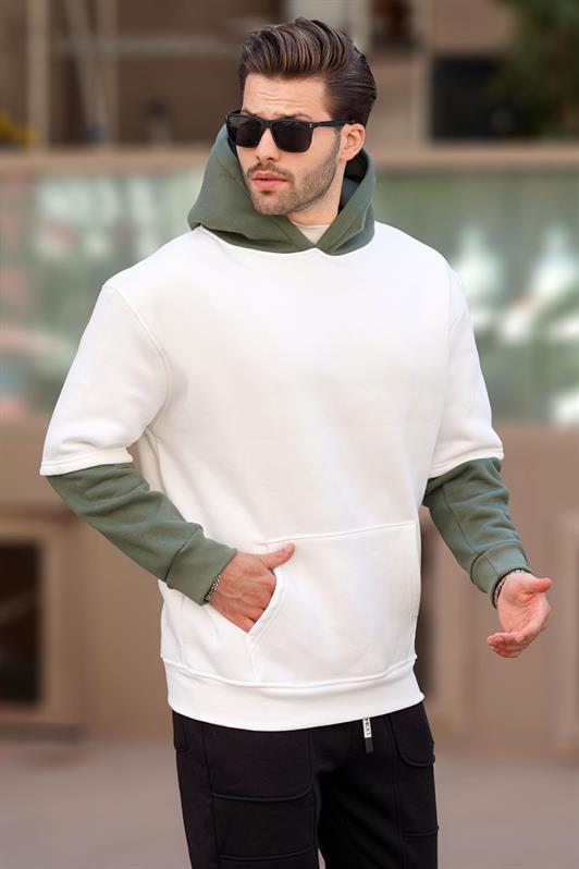 MDX Ecru Hooded Pocket Detailed Men's Sweatshirt 7071 - Tecoanapa