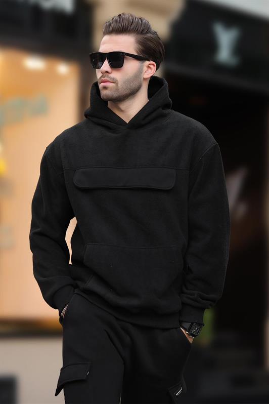 MDX Black Hooded Hooded Pocket Detailed Men's Sweatshirt 7097 - Ocozocoautla de Espinosa