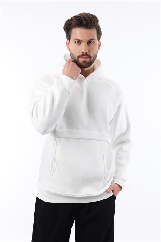 MDX Ecru Hooded Pocket Detailed Men's Sweatshirt 7092 - Brentwood