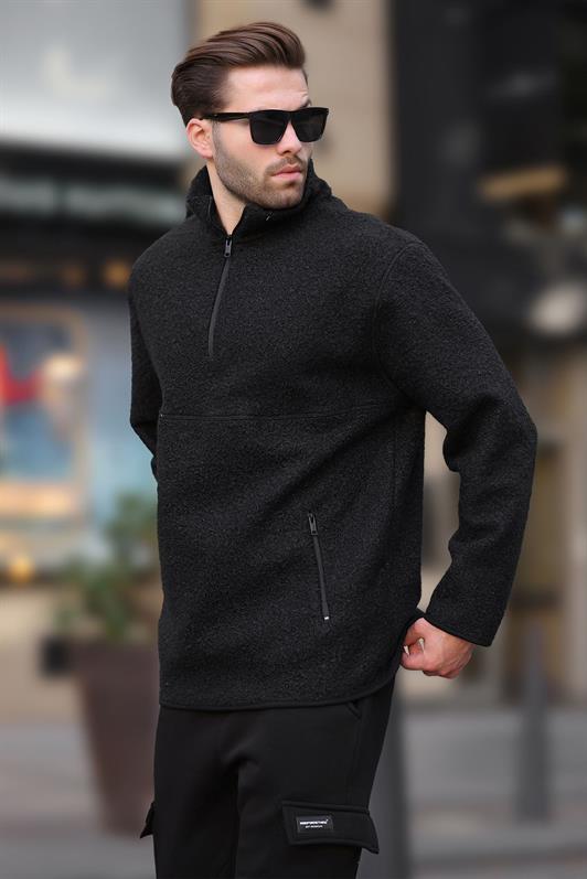 MDX Black Stand Collar Half Zip Buckle Sweatshirt 7084 - Mission