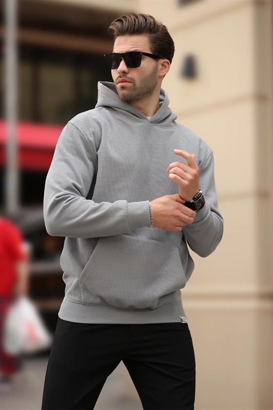 MDX Hooded Sweatshirt with Pocket Detail in Gray 7095 - Villagarcía de Arosa