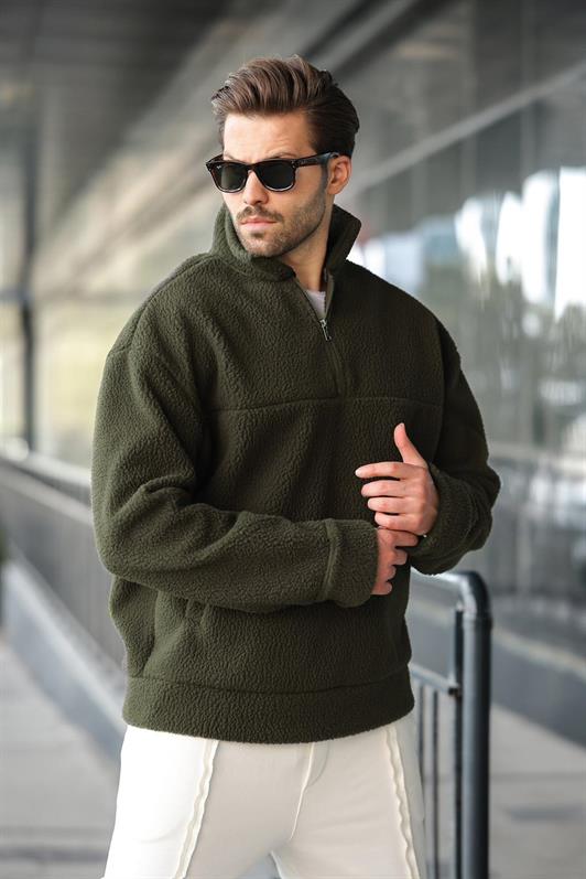 MDX Haki Yarım Fermuarlı Dik Yaka Polar Sweatshirt E7165 - Lake Ridge