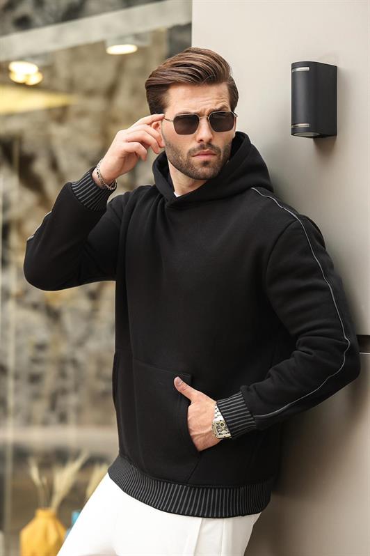 MDX Black Hooded Kangaroo Pocket Men's Sweatshirt E7163 - Murcia