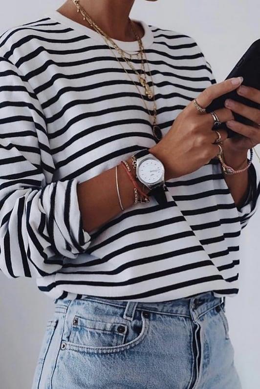 MDX Beyaz Çizgili Sweatshirt MG2572 - Geldern
