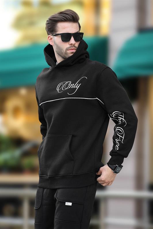 MDX Black Hooded Men's Sweatshirt with Stripe Detail Print 7091 - Coventry