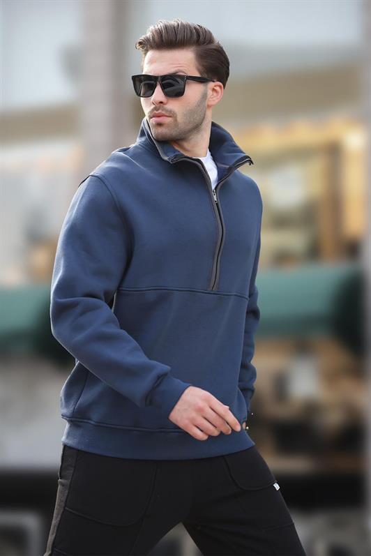 MDX Navy Blue High Neck Half Zip Sweatshirt 7079 - Evesham