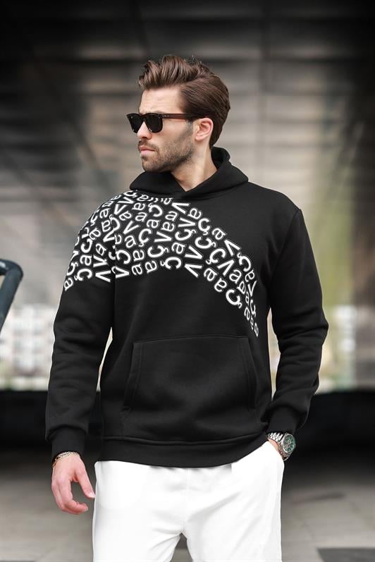 MDX Black Printed Hooded Men's Sweatshirt E7160 - Glen Burnie