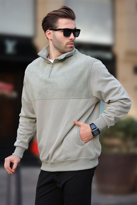 MDX Çağla Green Stand Collar Half Zip Polar Sweatshirt 7096 - Olathe