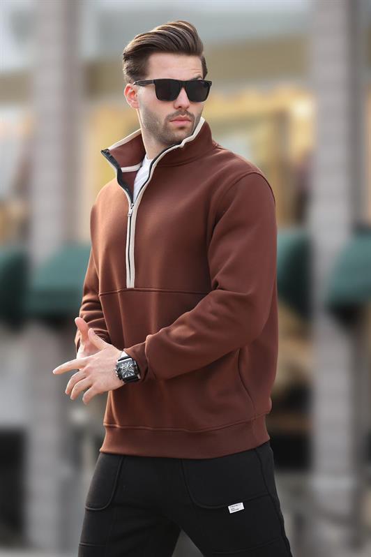 MDX Painful Brown High Neck Half Zip Sweatshirt 7079 - Owings Mills