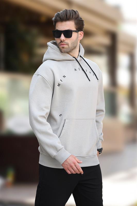 MDX Men's Sweatshirt with Hood, Pocket Detail, and Embroidery in Gray 7054 - Fort Myers