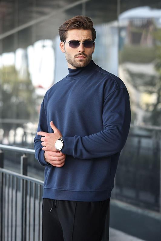 MDX Navy Half Fisherman Collar Men's Basic Sweatshirt E7158 - Morden
