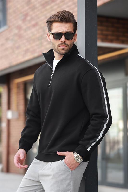 MDX Black Half Zip Fisherman Collar Men's Sweatshirt E7164 - Loreto