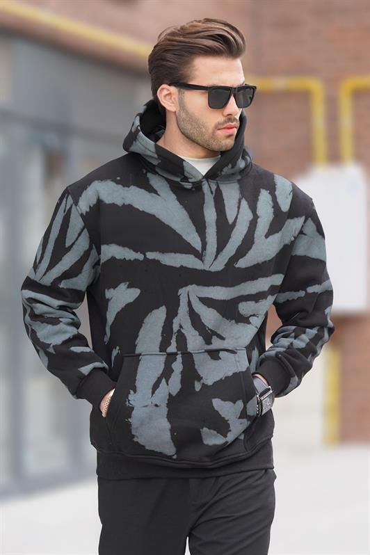 MDX Black Hooded Pocket Detailed Printed Men's Sweatshirt 7087 - Aurich