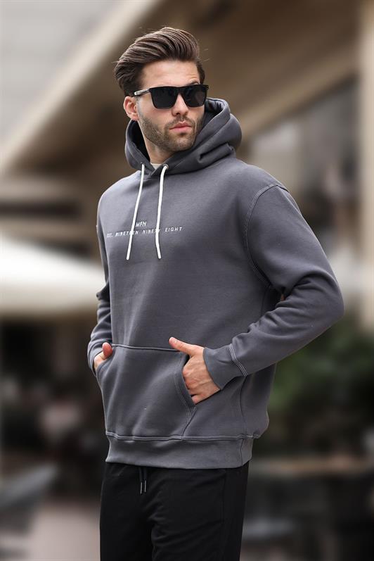 MDX Men's Smoke Hooded Embroidered Detail Pocket Sweatshirt 7066 - Ciudad de Allende