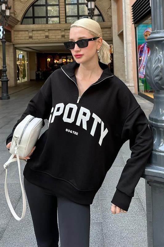 MDX Black Half Zip Printed Sweatshirt MG2212 - Elche