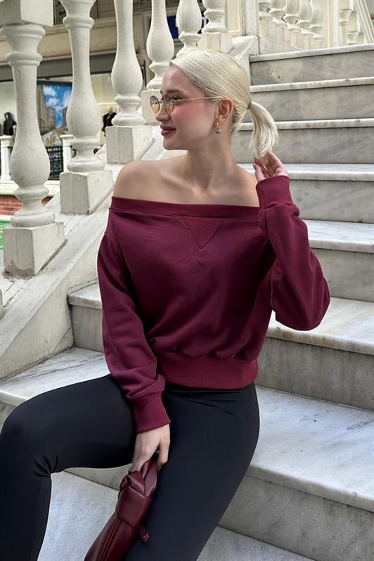 MDX Burgundy Boat Neck Women's Sweatshirt MG2239 - New Plymouth