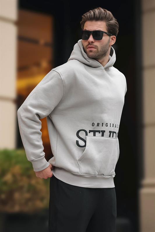 MDX Hooded Sweatshirt with Printed Pocket Detail in Gray E7076 - Eastvale